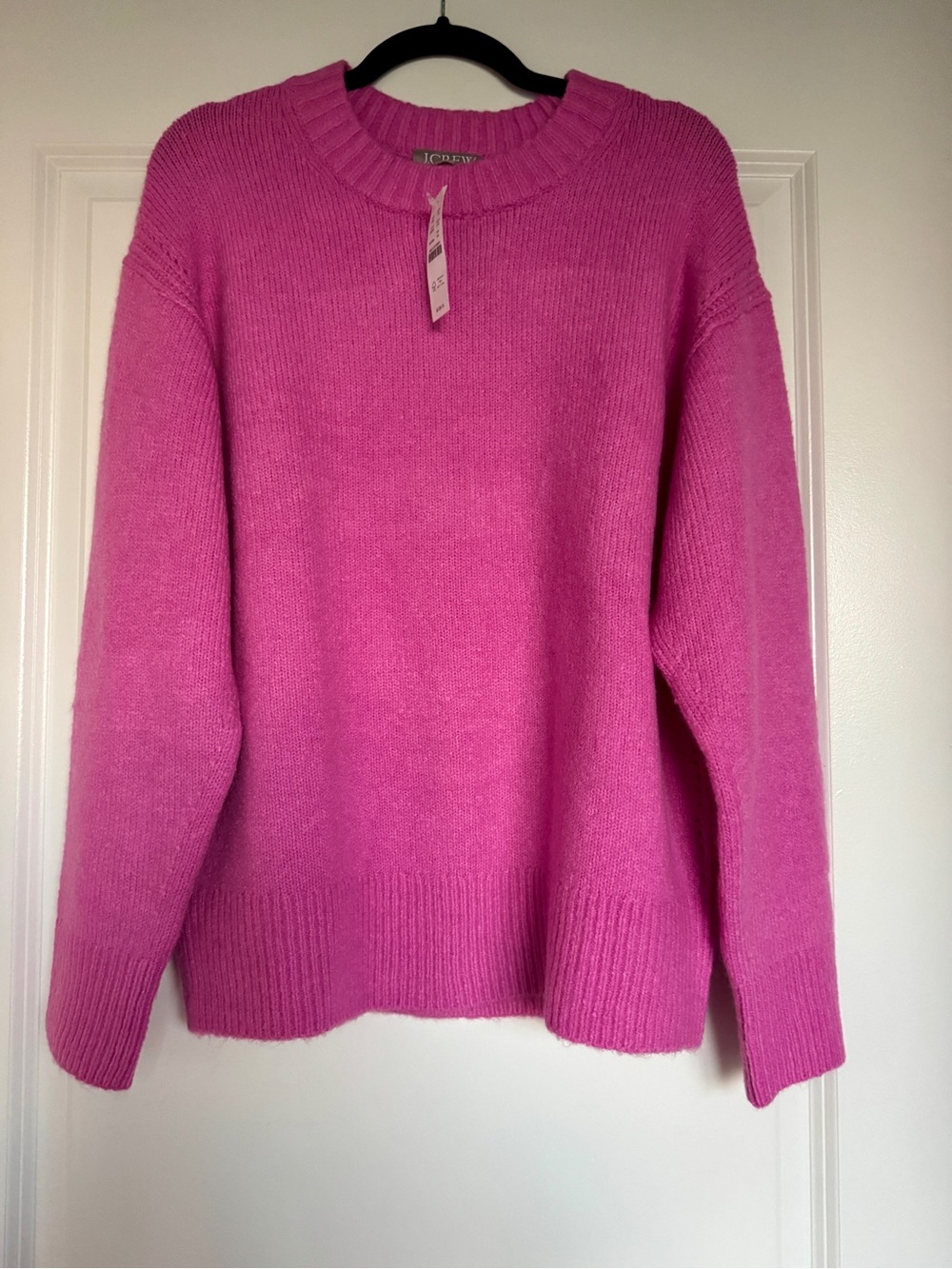 NWT J. CREW Relaxed crewneck pullover sweater hot pink wool alpaca blend XS